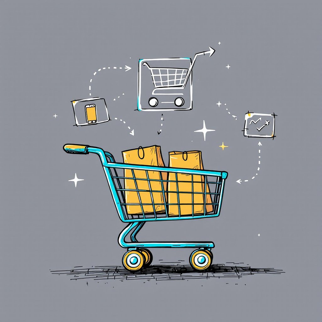 ecommerce-process-automation-sketch-cart-bag
